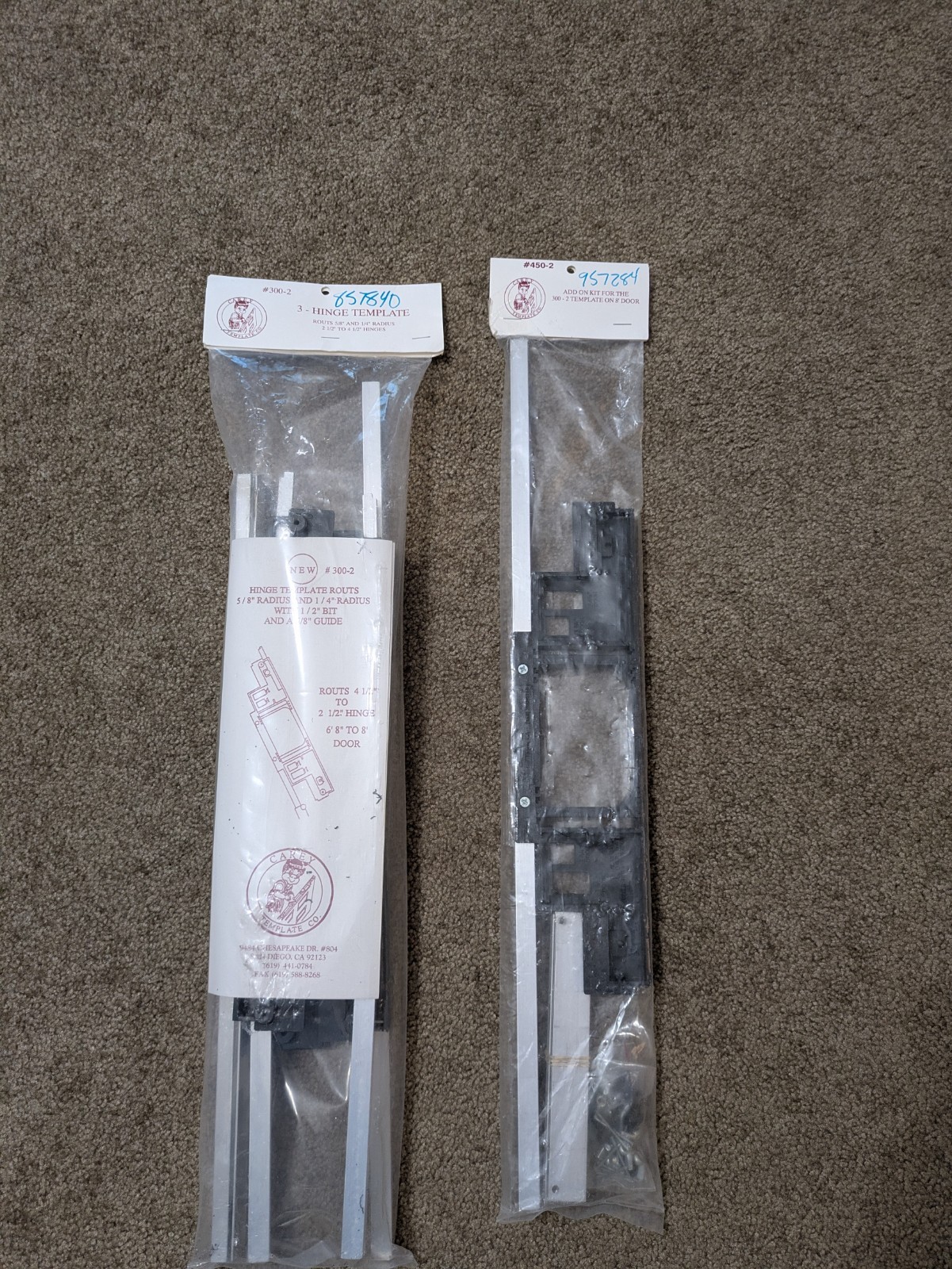 Carey Template Co Door Hinge Template 300-2 And Add On Kit 450-2