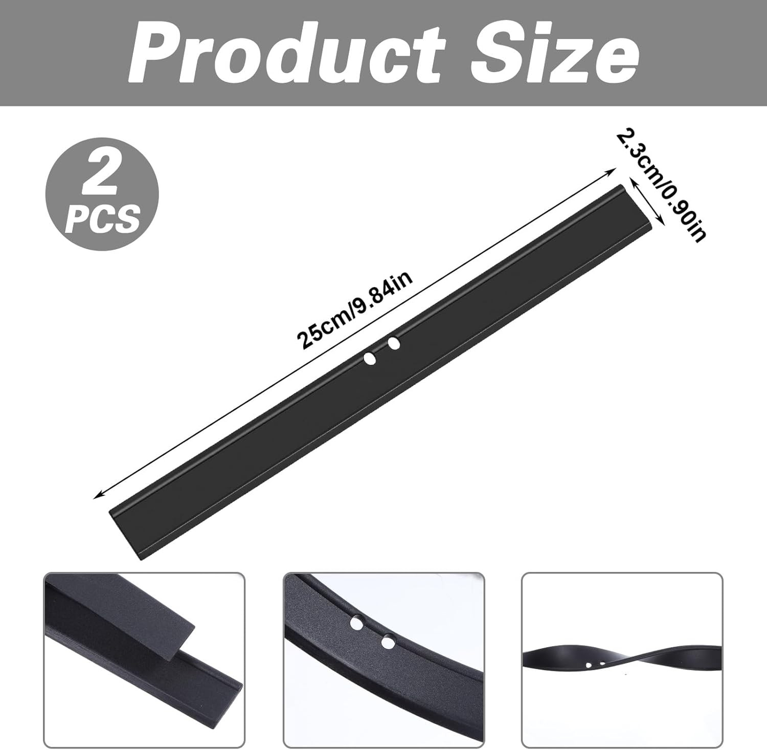 2 PCS Rubber Squeegee Replacement Blades, Black Squeegee Replacement Rubber 10 I