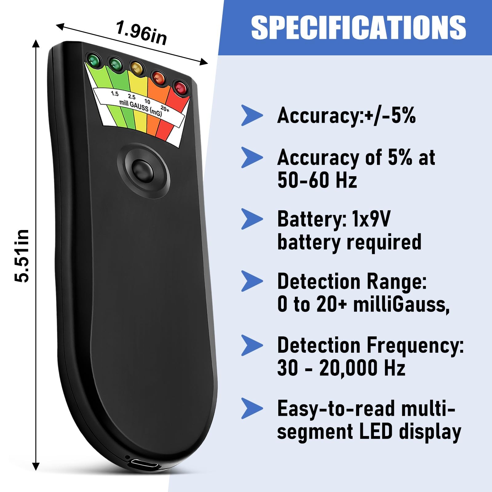 Upgraded Rechargeable EMF Meter with 5 Level LED EMF Meter Portable Handheld ...