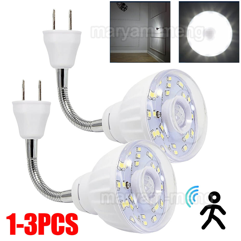 LED Motion-Activated Sensor Night Light Plug-In Wall Stair Lamp Indoor 6500K