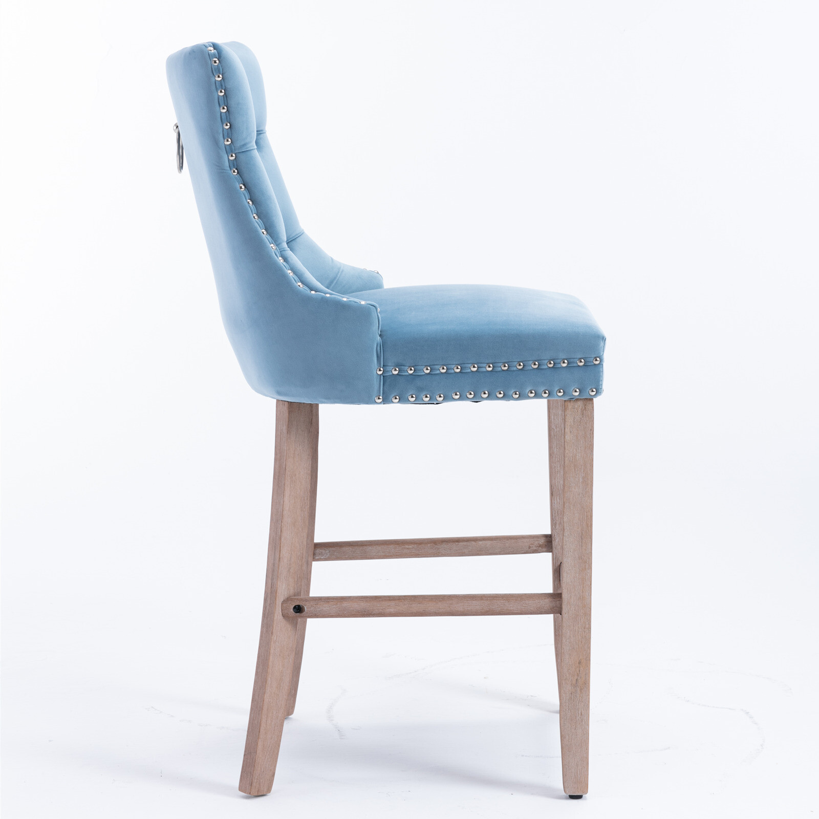 2 Set Velvet Barstools Kitchen Counter Pub Bar Stools Chairs Button Tufted Blue