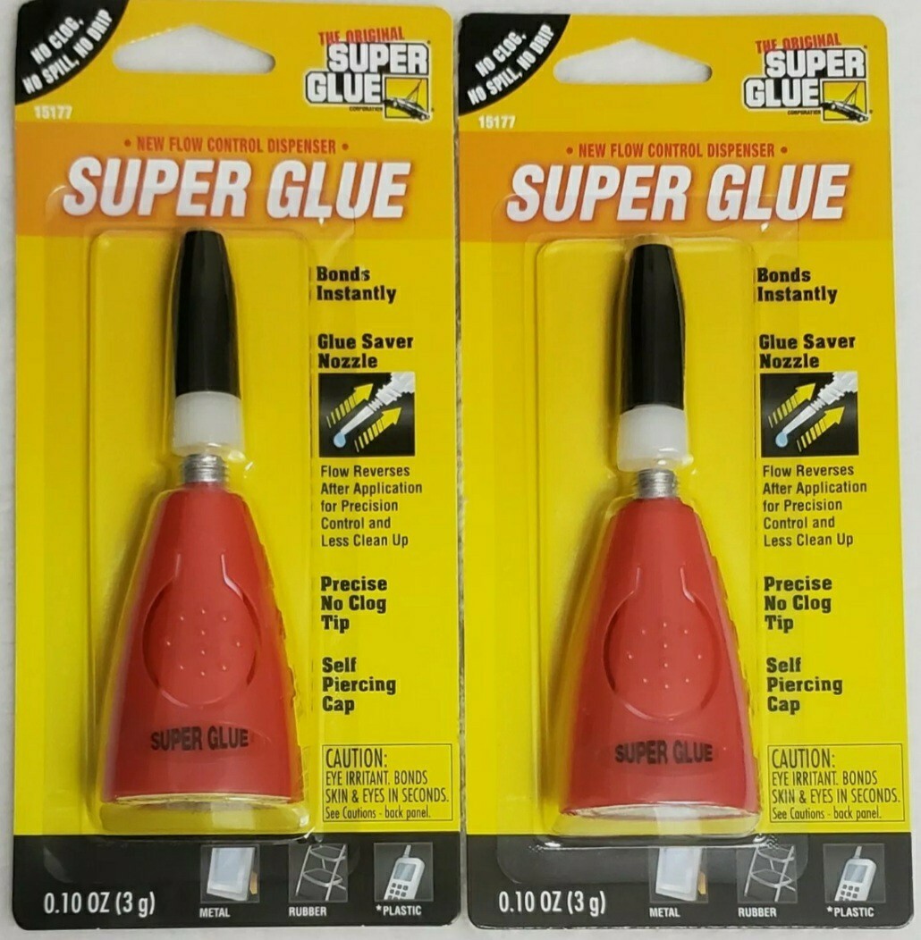 Lot 2 The Original Super Glue New Flow Control Dispenser  0.10 oz / 3 g