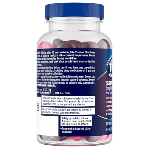 TUMS Heartburn Plus Sleep Support Chewable Dietary Assorted Flavour