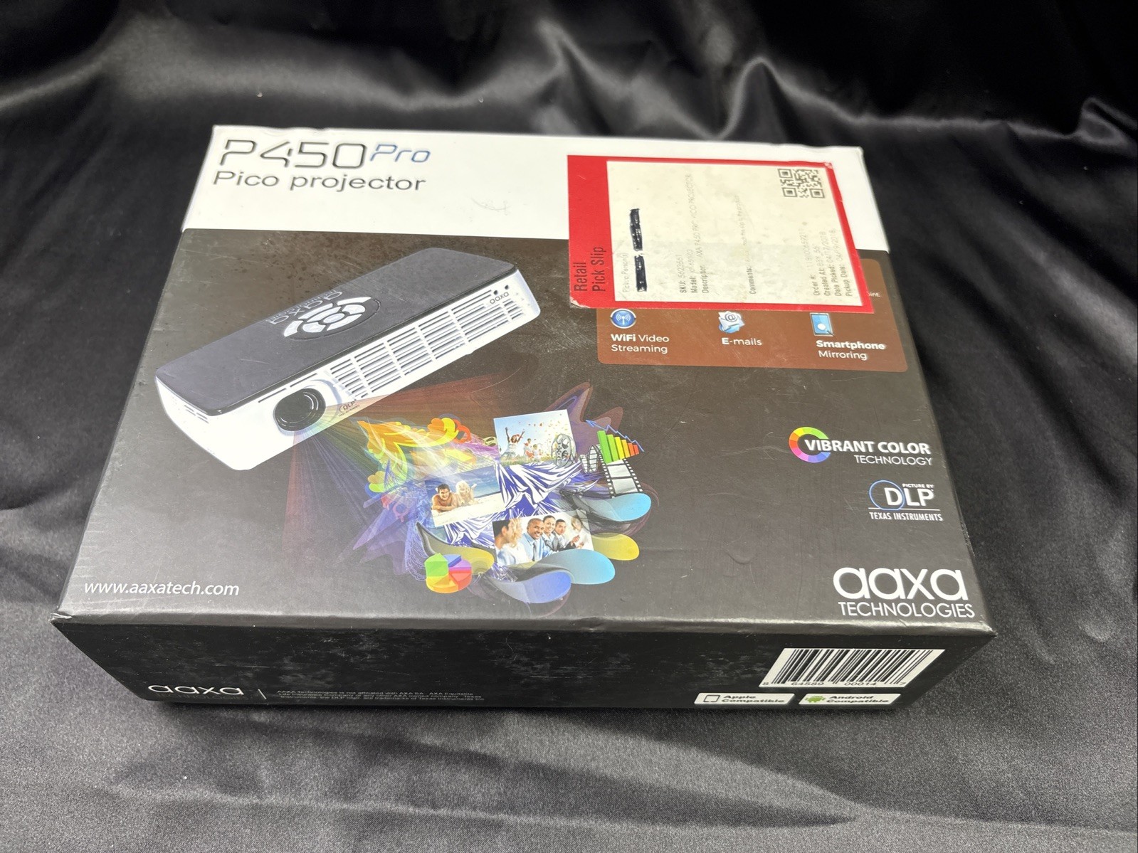 AAXA Technologies P450 Pro Pico Micro Projector Portable w Box Accessories