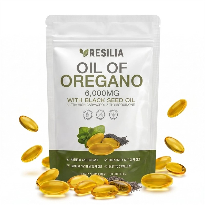 5Pack Resilia Oil of Oregano 6000mg with Black Seed Oil Softgels – 60 Capsules
