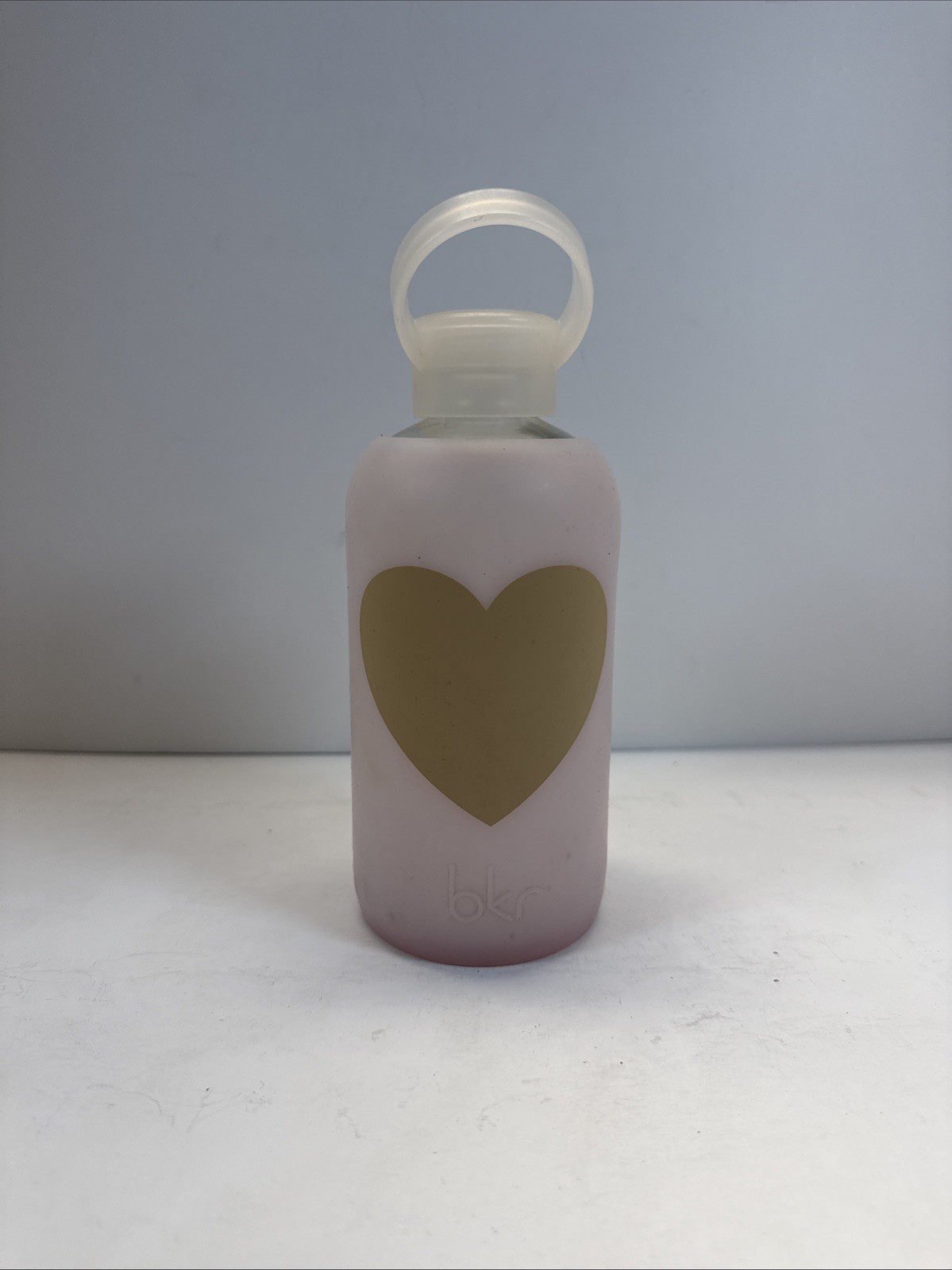 BKR Cupcake Heart Glass Water Bottle Silicone Sleeve Light Pink 500ml 16oz Rare