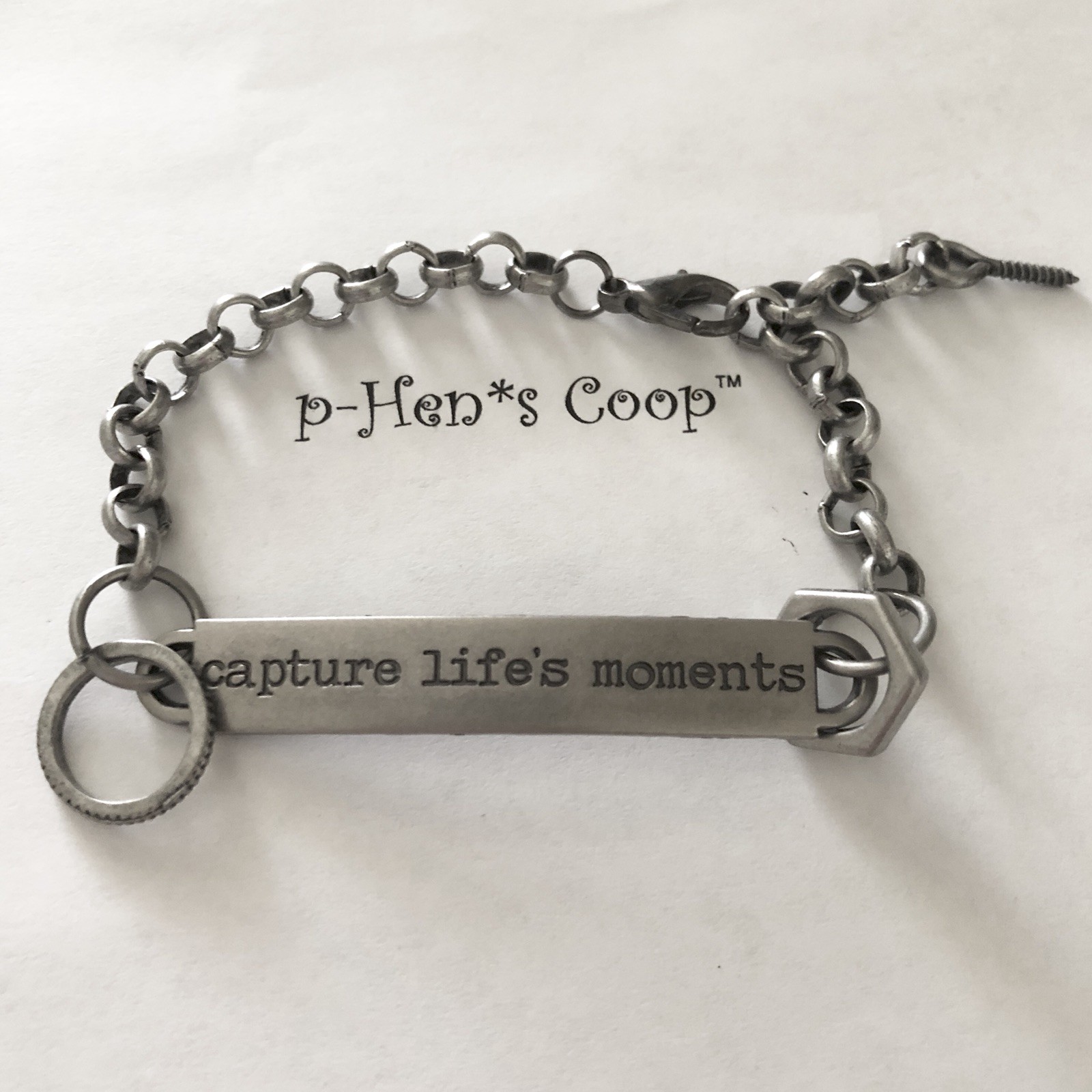 Steampunk Bracelet Word Band ”capture life’s moments” Unisex  handmade USA 877