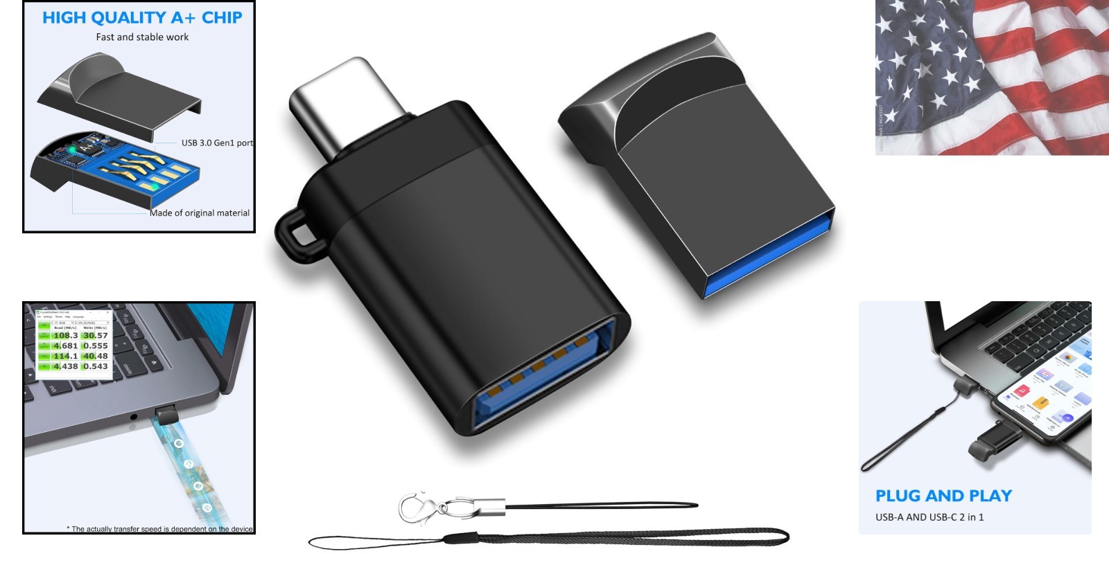 32GB USB 3.0 Flash Drive with USB-C Adapter - Compact & Portable Solution
