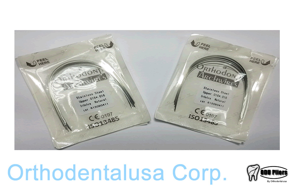 SET OF 100 STAINLESS STEEL WIRES U /L .016X016'' / 10 BAG OF 10 / ORTHODENTALUSA