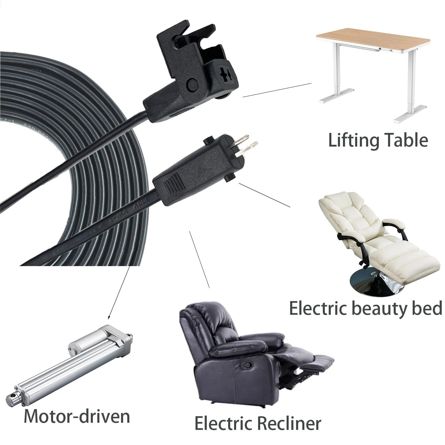 Extension Recliner Motor Cable 10 Feet Power Recliner DC Output Cable