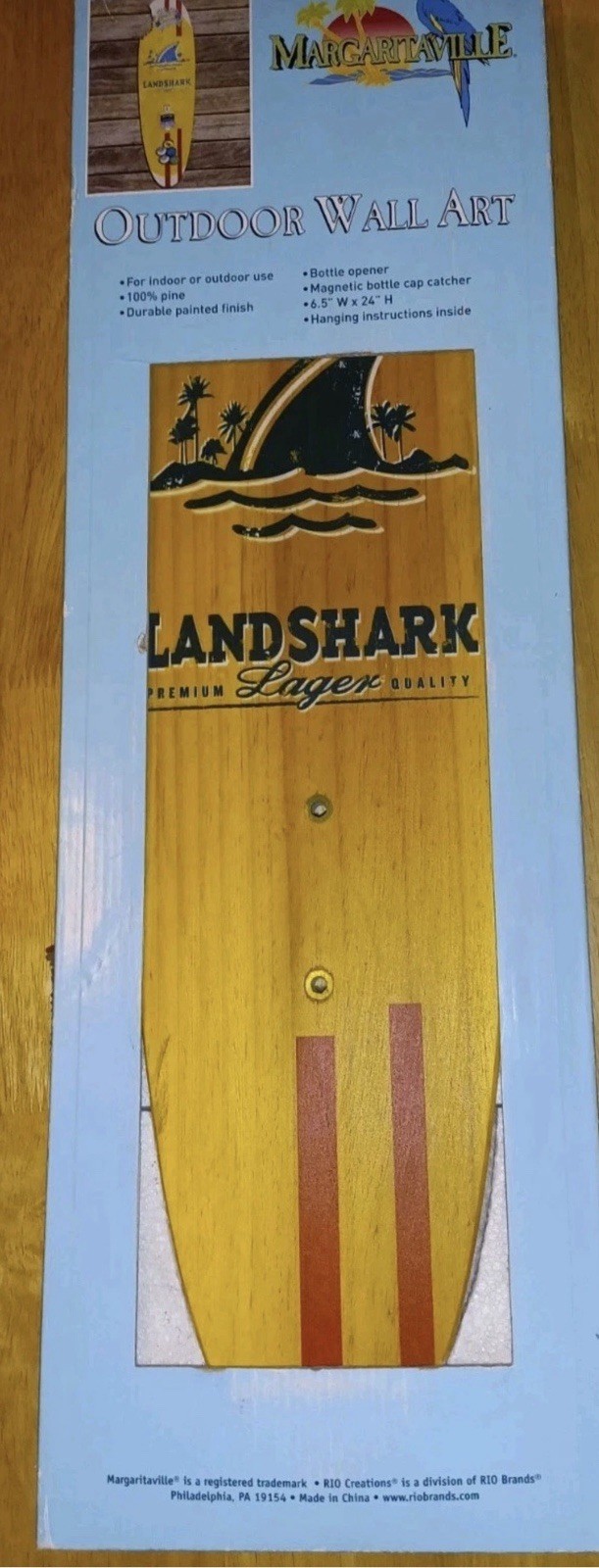 Margaritaville Landshark Surfboard Wall Art W/Bottle Opener 24" × 6.5"  NIB