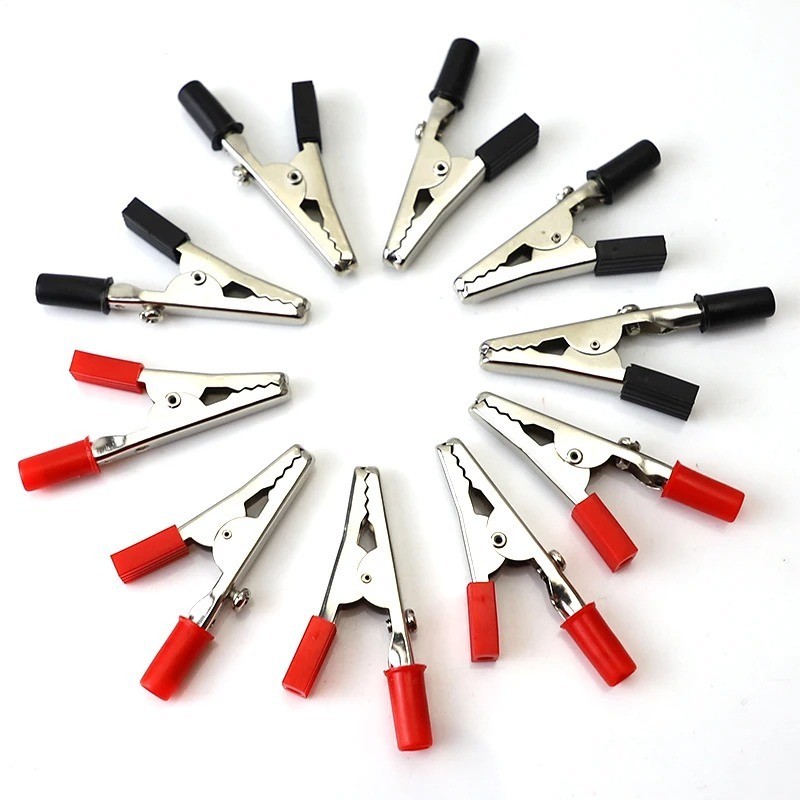 10Pcs Red Black Metal Alligator Test Clips Wire Solder Screw Electrical Clips