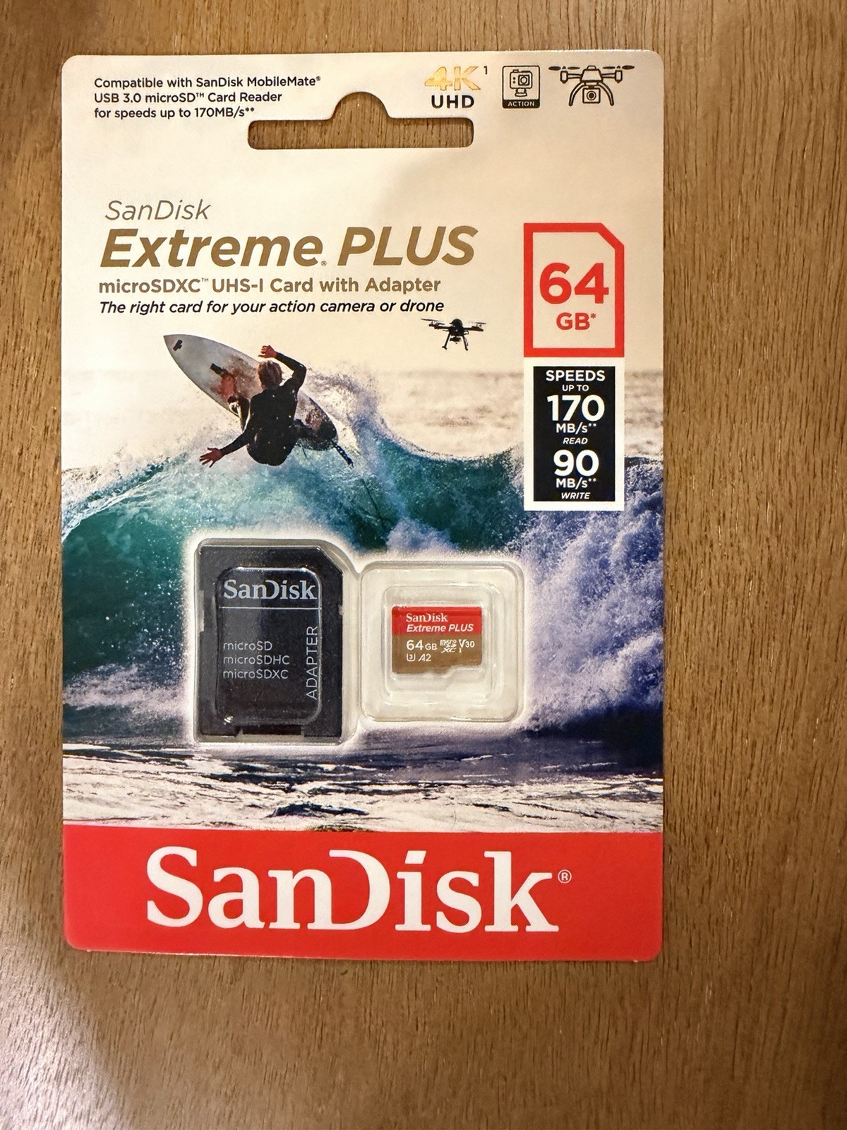 SanDisk Extreme Plus 64GB MicroSDXC UHS-1 Card with Adapter