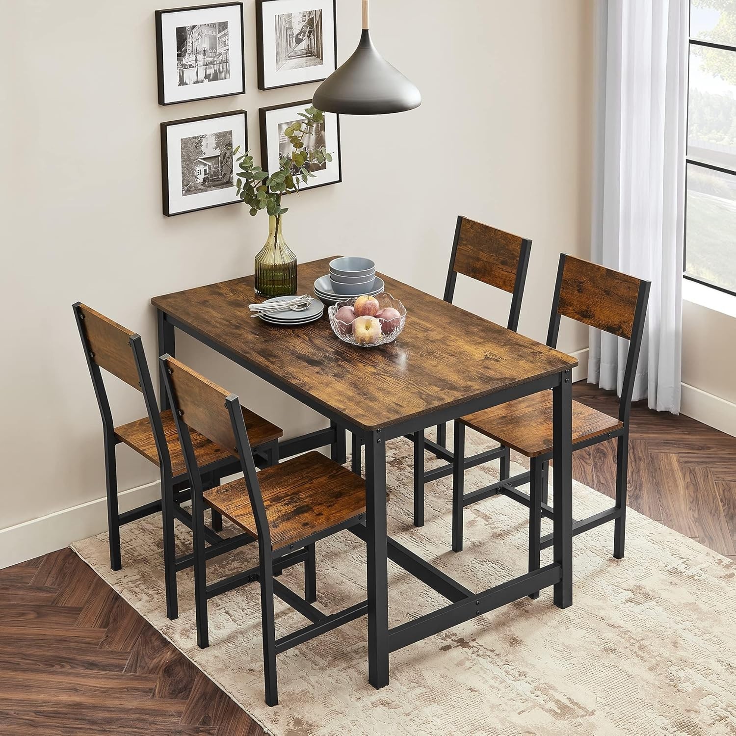 2-Pack Easy Assembly Rustic Brown Dining Chairs - Durable and Chic Design