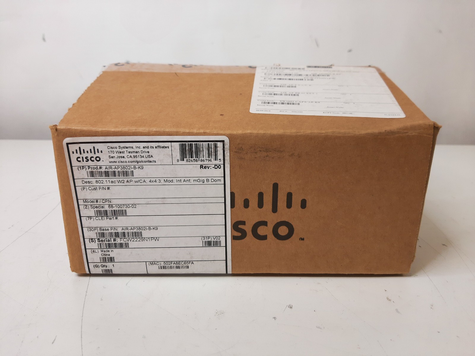 Open Box Cisco AIR-AP3802I-B-K9 802.11ac WiFi 5 Wireless Access Point