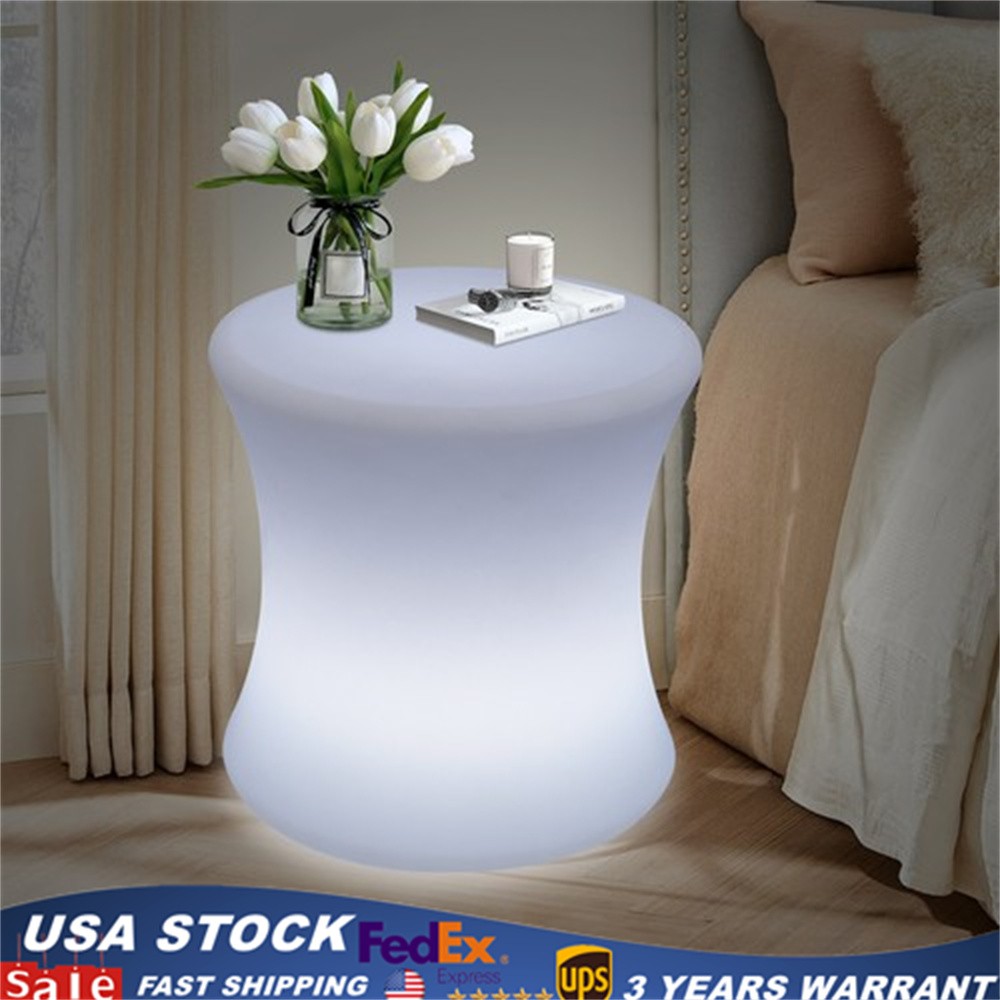16" LED Color Light Up Furniture Chairs Bar Stool Square Club Seat Waterproof+RC