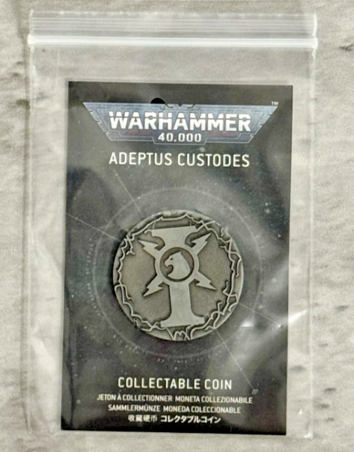 Adeptus Custodes-Collectible Coin-NIB-OOP-Metal-Imperium-Heresy-Warhammer 40k