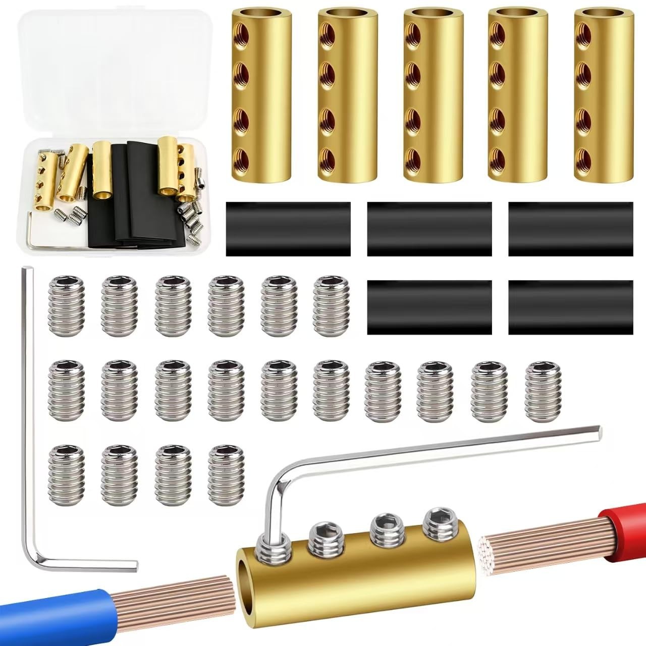 5pcs 6 Gauge Wire Connectors - 6-10 Gauge Wire Splice Kit with Heat Shrink Tube