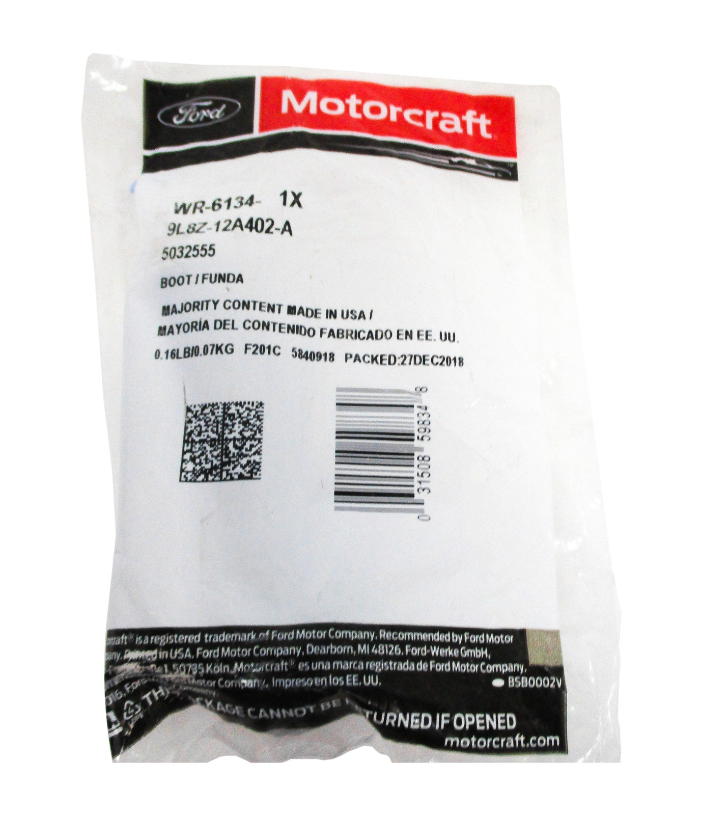 Motorcraft Replacement Spark Plug Boot Fits 2009-18 Ford Lincoln Mercury WR6134