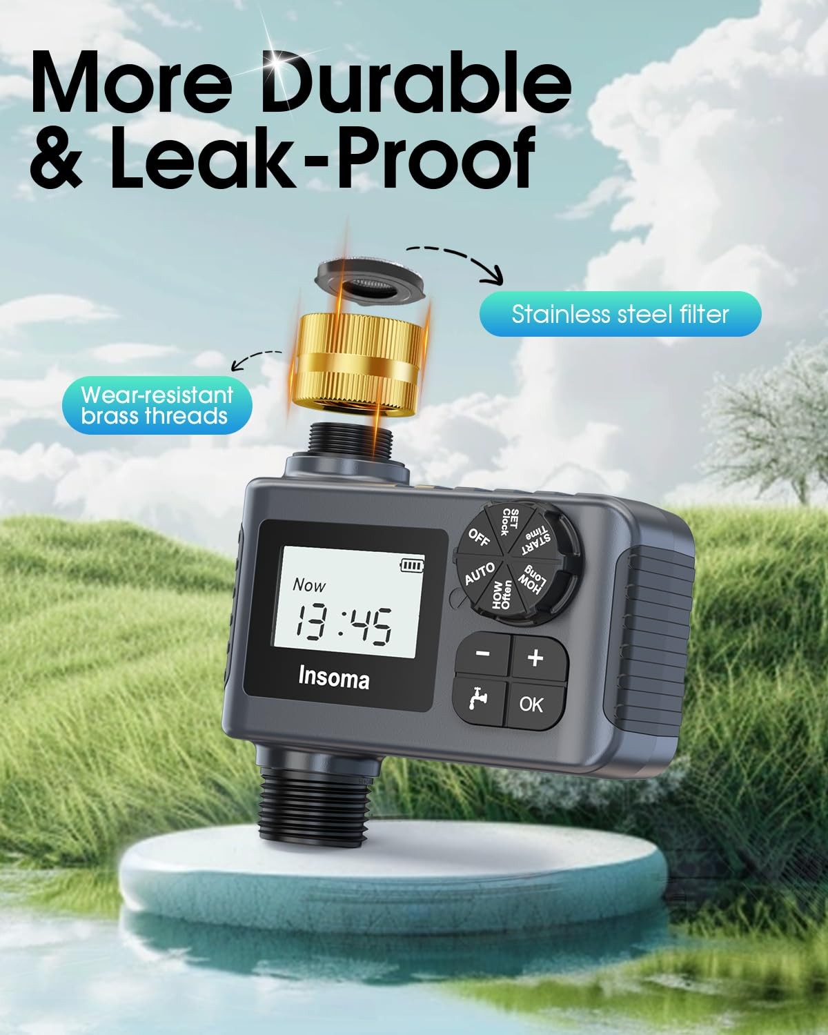 Automatic Water Timer for Garden Hose Drip Irrigation with Rain Delay Mode