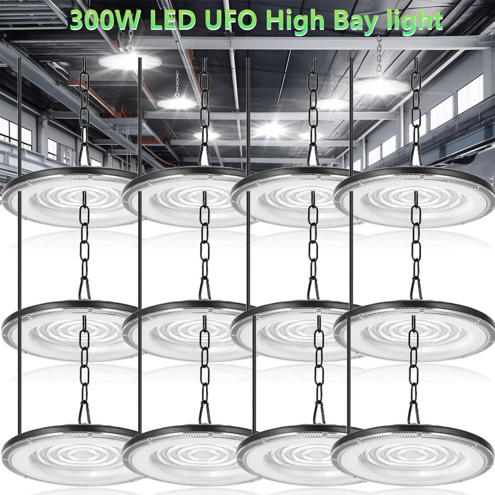 12Pcs 300W UFO LED High Bay Light Garage Warehouse Industrial Commercial Fixture