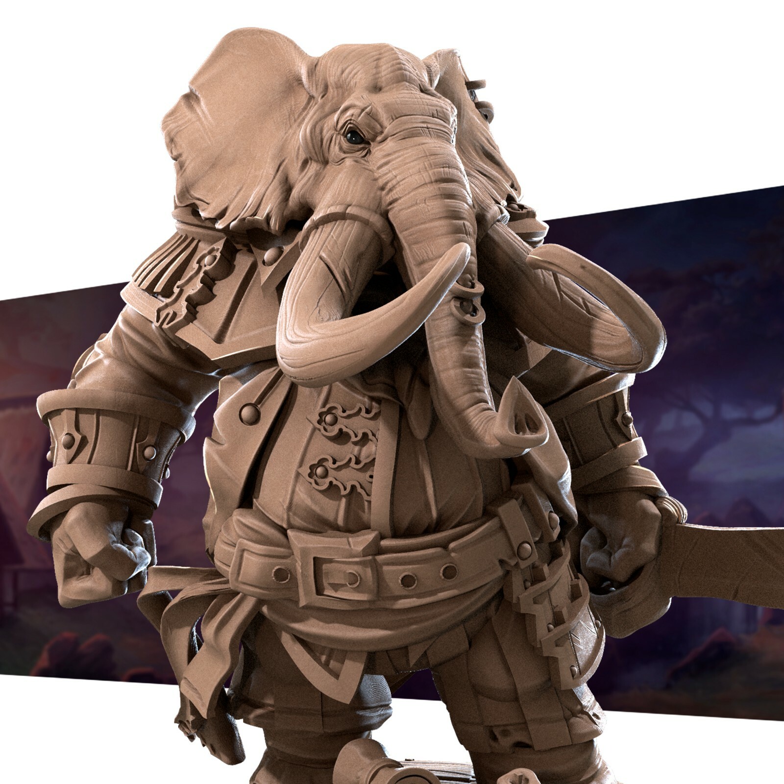 Loxodon Commander Fighter - Bite the Bullet Unit 32mm Fantasy Fantasy D&D