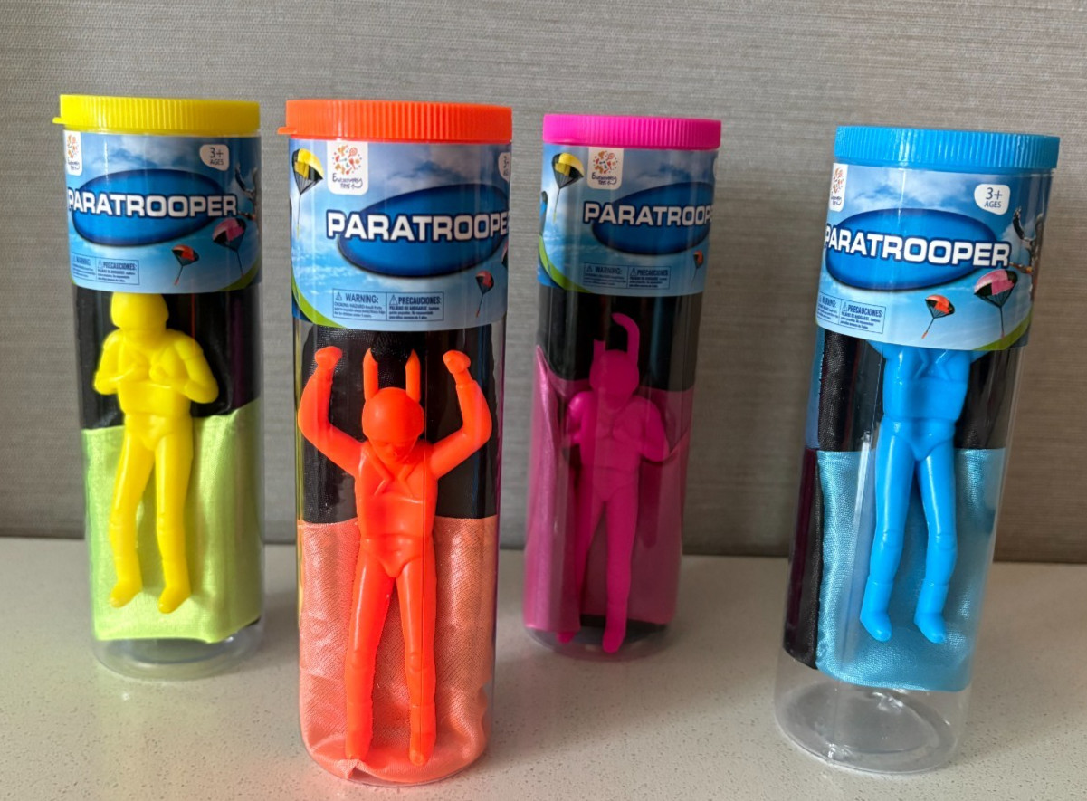 Flight Line Paratrooper Toys 4pk | 20" Tangle-Free Parachute Figures Kids 3+