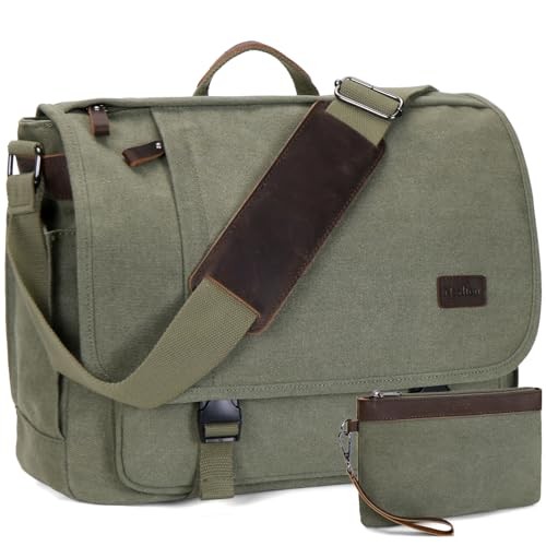 Nerlion Messenger Bag for Men 17-17.3 Inch Laptop Bag Canvas 17-17.3" Green
