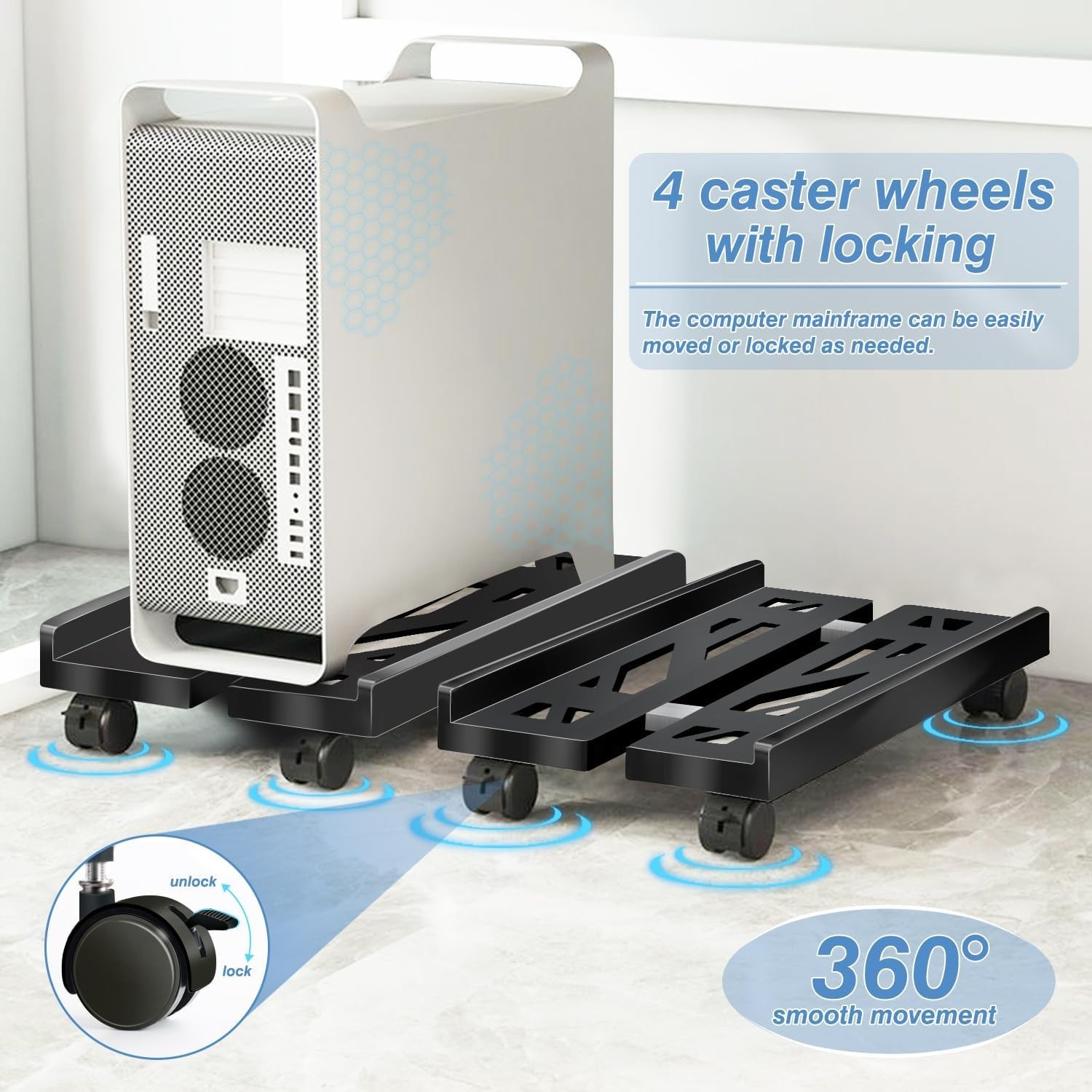 Pc Stand for Floor, Adjustable Computer Tower Stand for Carpet,Mobile CPU Stand
