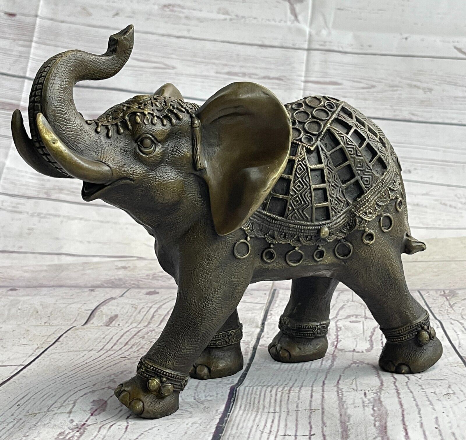 ELEPHANT BRONZE STATUE LOST WAX METHOD, SIGNED: Milo HOME OFFICE DECOR ARTWORK