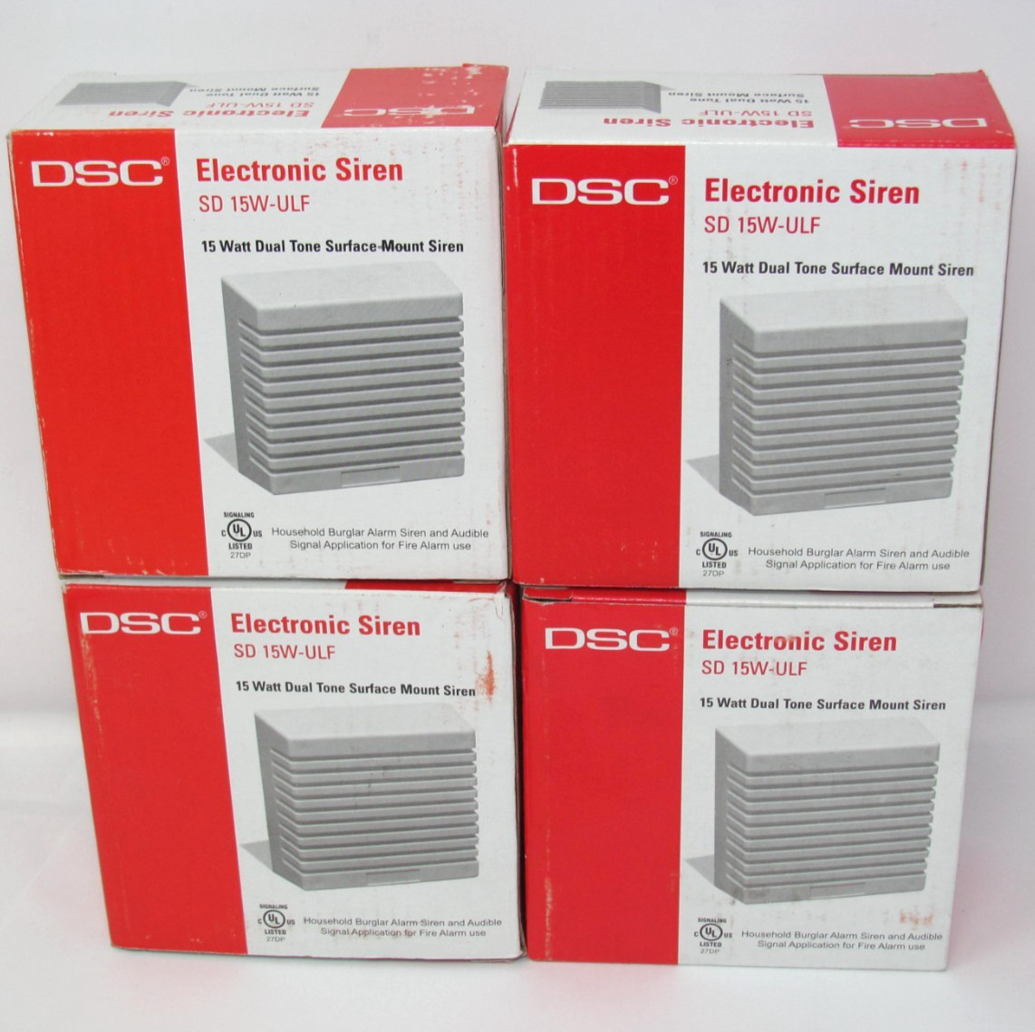 4 pack of DSC SD 15W-ULF 15 Watt Dual Tone Surface Mount Burglar Alarm Sirens