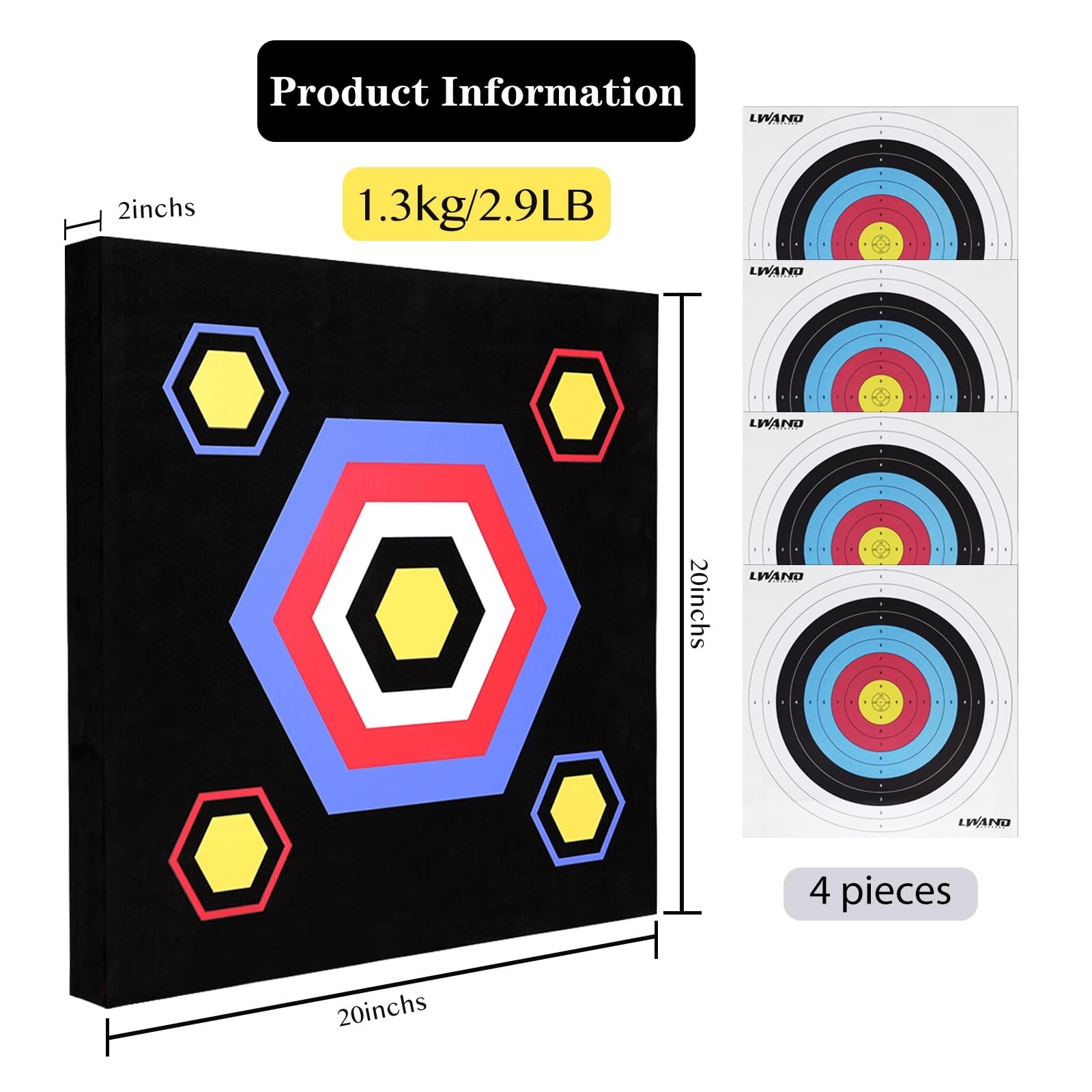 LWANO 20 inch High Density Foam Archery Target