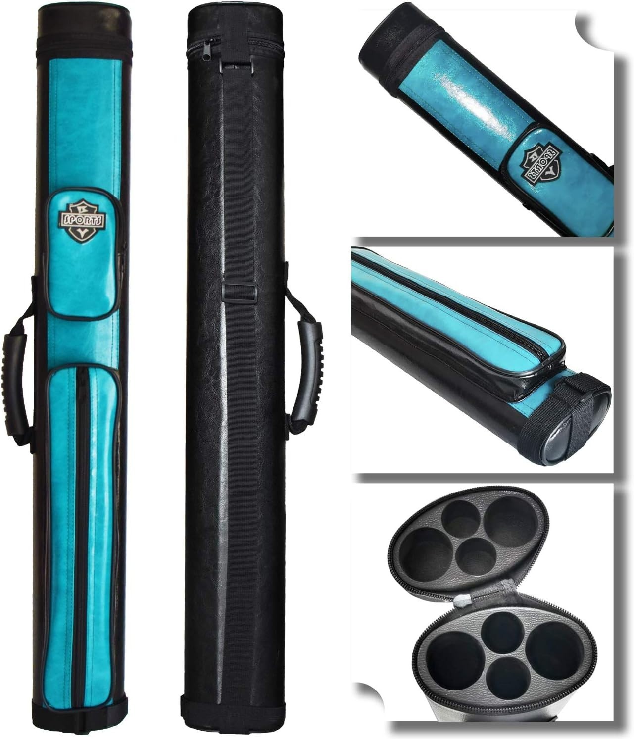 Stylish 2x2 Hard Billiard Cue Case - Adjustable Strap & Waterproof Protection