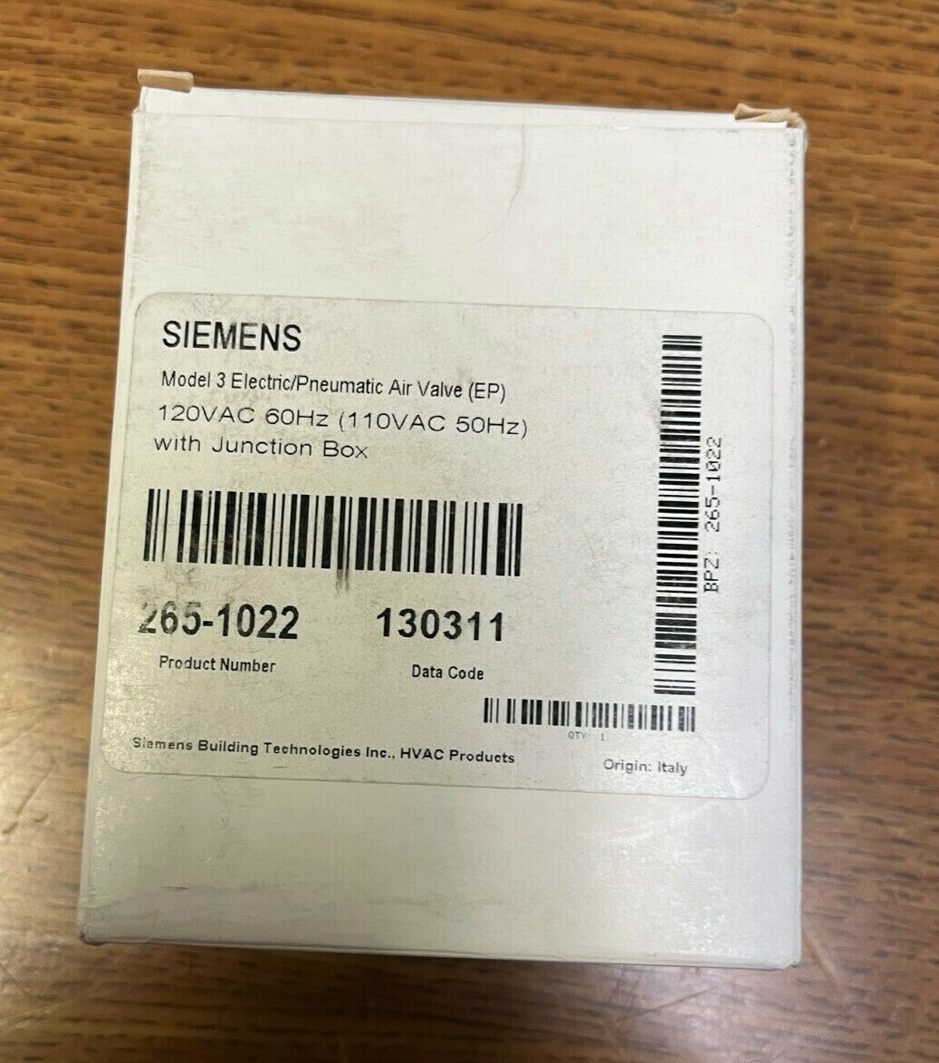 Siemens 265-1022 Model 3 Electric-Pneumatic Air Valve 120VAC 60Hz