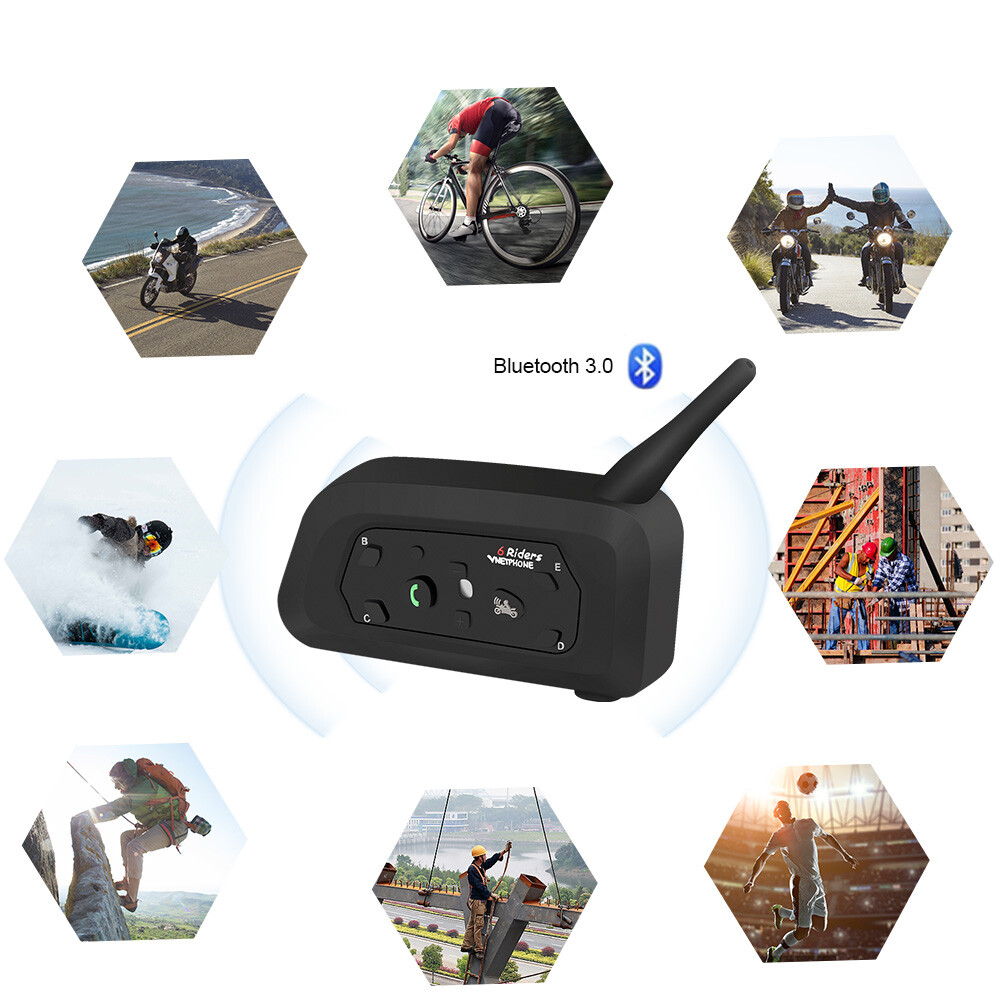 2X Bluetooth Motorcycle Helmet Intercom Interphone Headset Intercomunicador V6