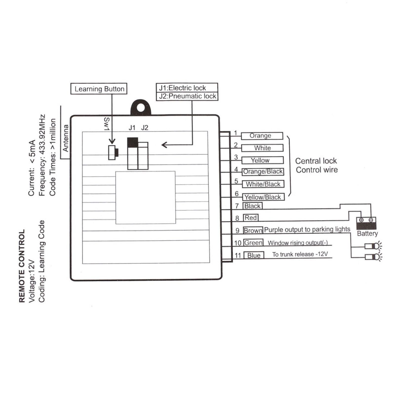 Universal Car Remote Central Kit Door Lock Keyless Entry System -DC 12+/-2V 1set