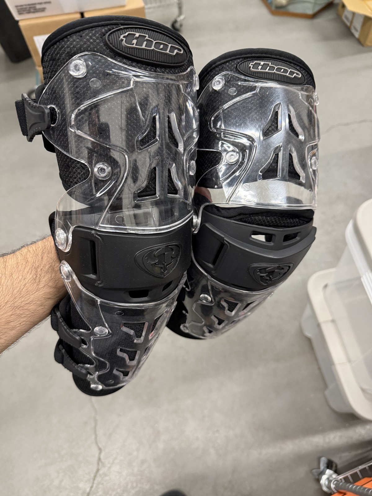 Thor Force Knee & Shin Guards Protector Pads Black Clear MX ATV S/M