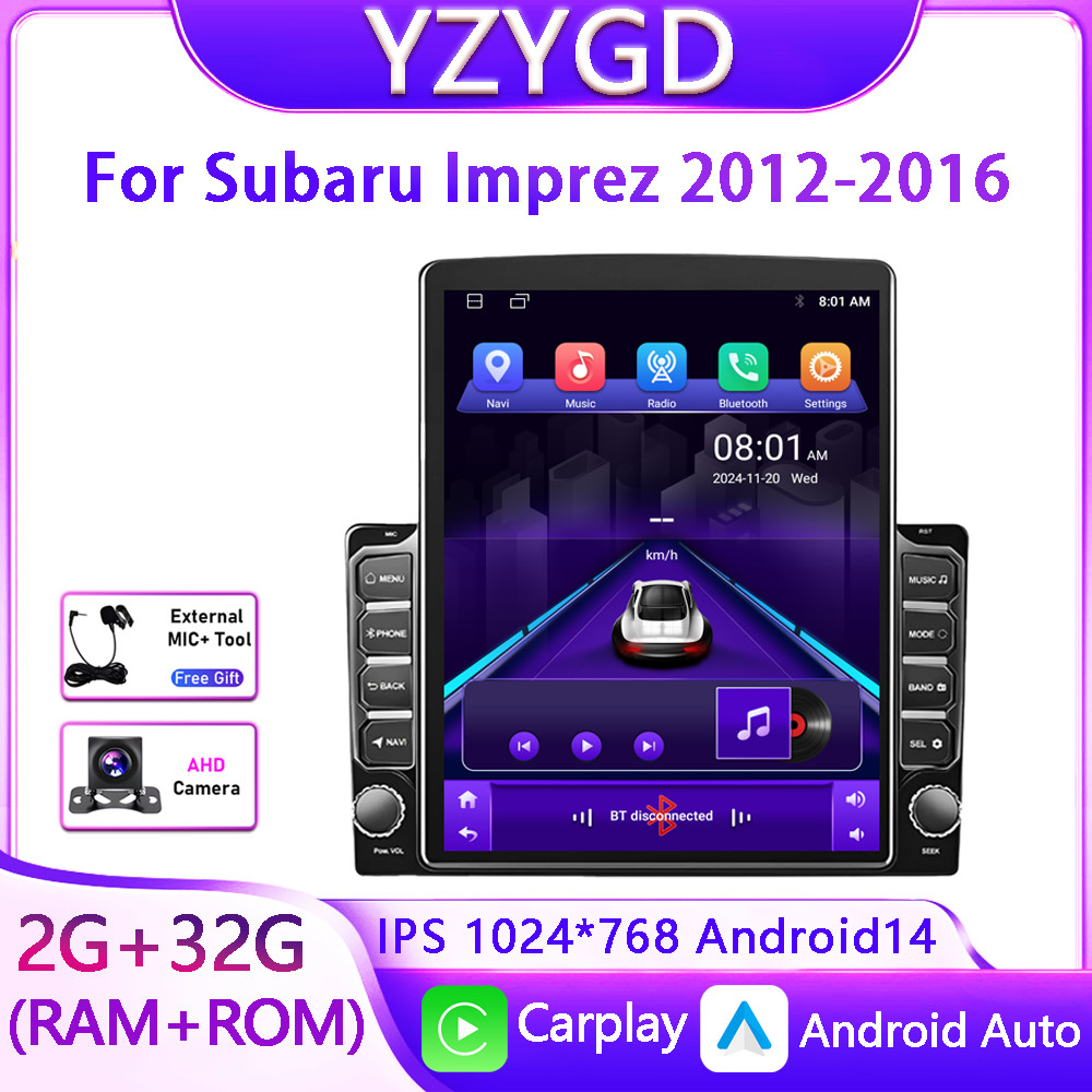 For Subaru Imprez 2012-2016 GPS Carplay Car Radio Screen Multimedia Android 14