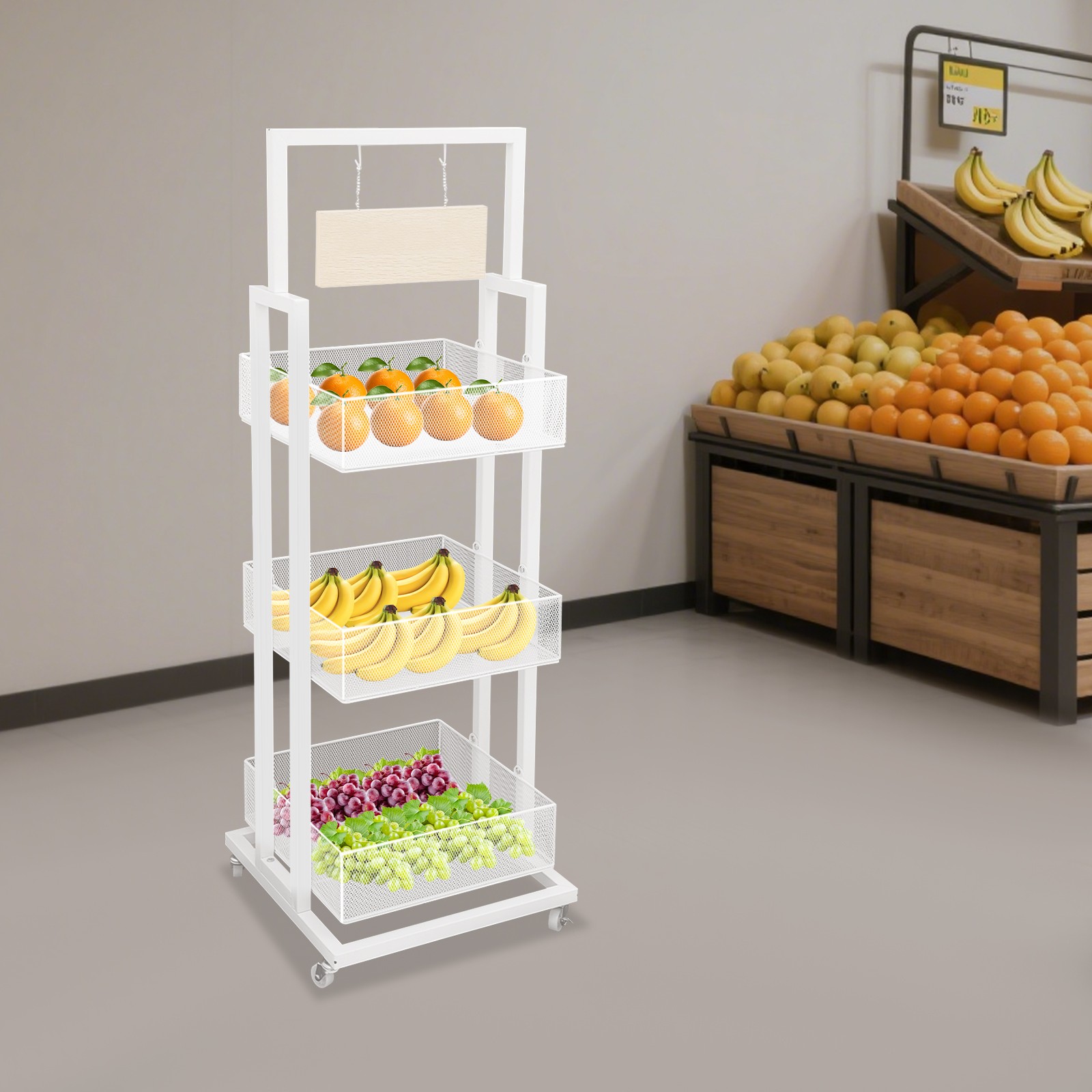 Retail Display Stand Storage Shelf with Wheels Store Display Shelving Organizer