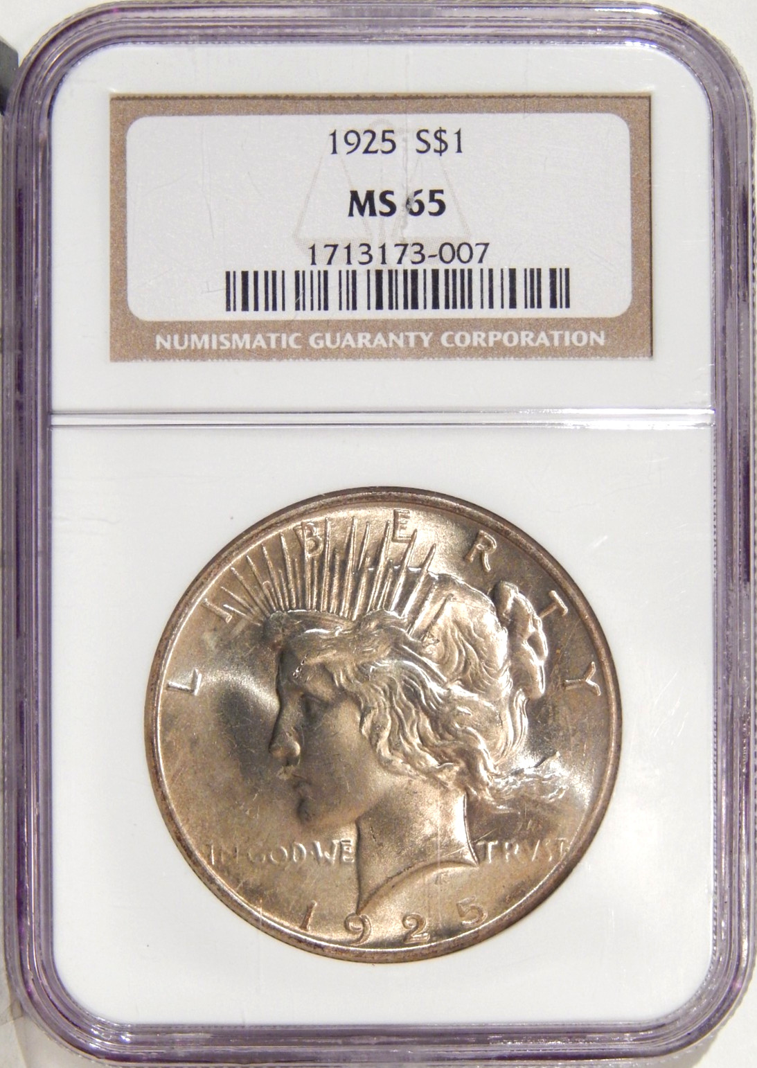1925 $1 NGC MS 65 ~ HIGH-END SILVER PEACE DOLLAR