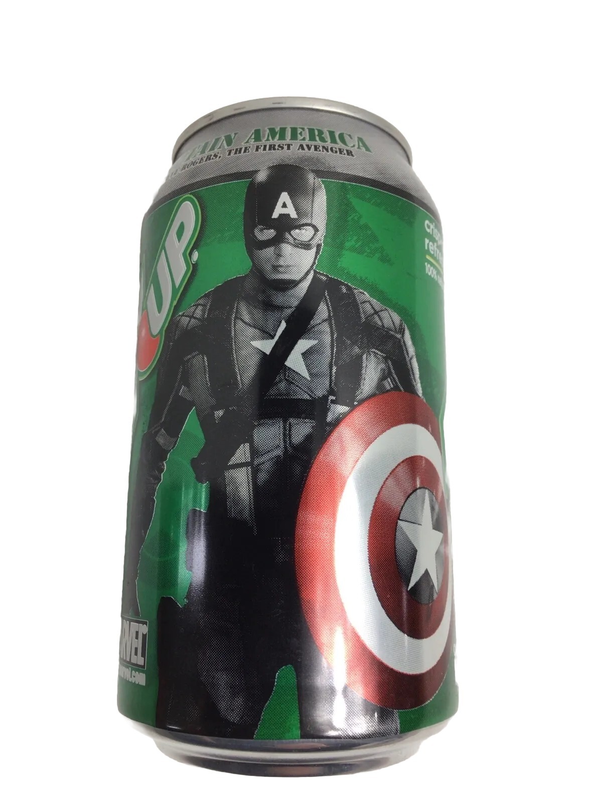 Captain America First Avenger Soda Pop Can  7 Up  Empty Sealed Top Marvel Studio