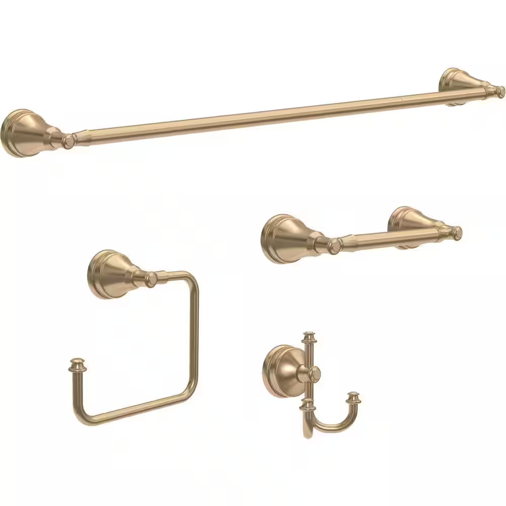 Mylan 4-Piece Bath Hardware Set with 24 In. Towel Bar, Toilet Paper Holder, Towe