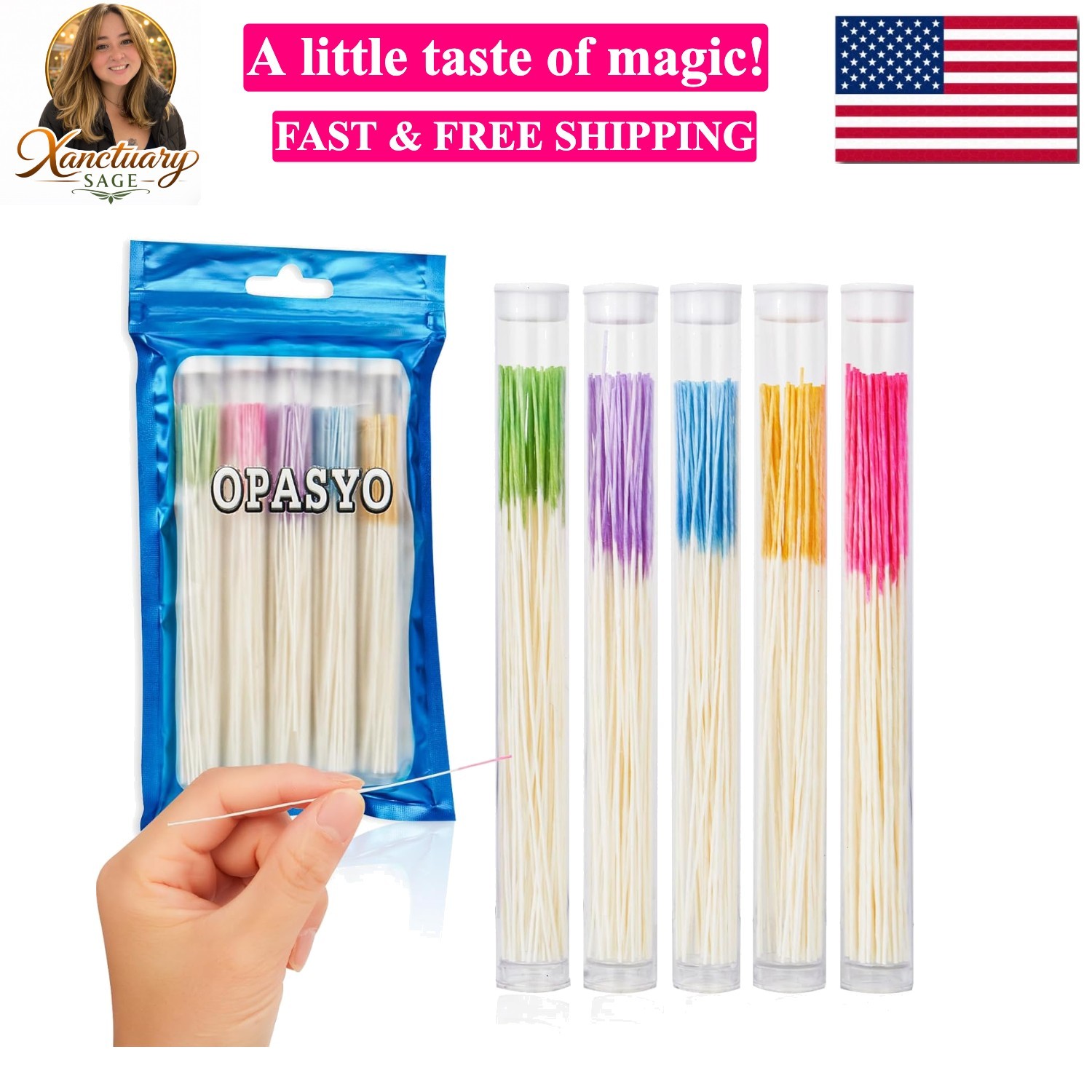 Ear Hole Cleaner 300PCS Ear Piercing Cleaner Floss,5 Colors Earring Hole Clea...
