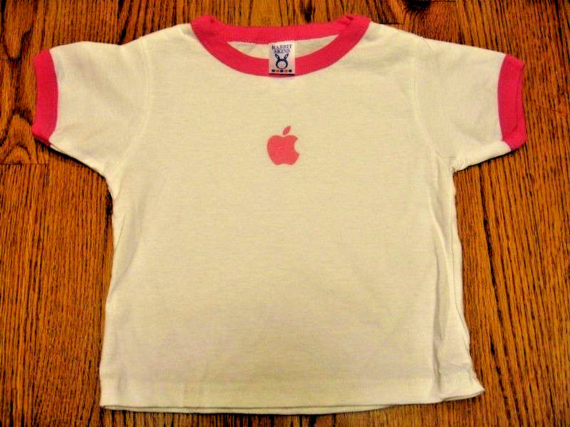 APPLE logo T-SHIRT Pink Ringer size 3 Girls SM BRAND NEW 3T S NWOT tee toddler