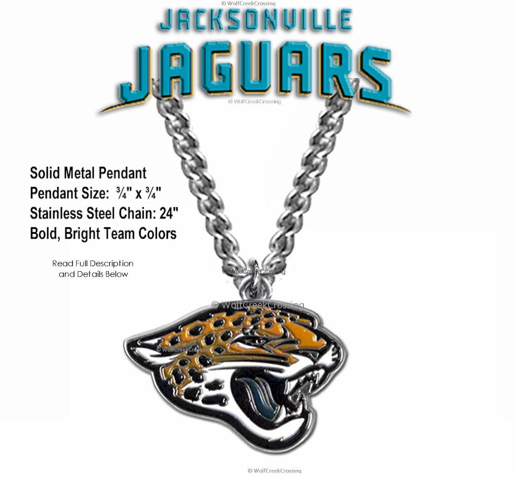 JACKSONVILLE JAGUARS NECKLACE Stainless Steel Chain NFL Football ¾" x ¾" Logo CB