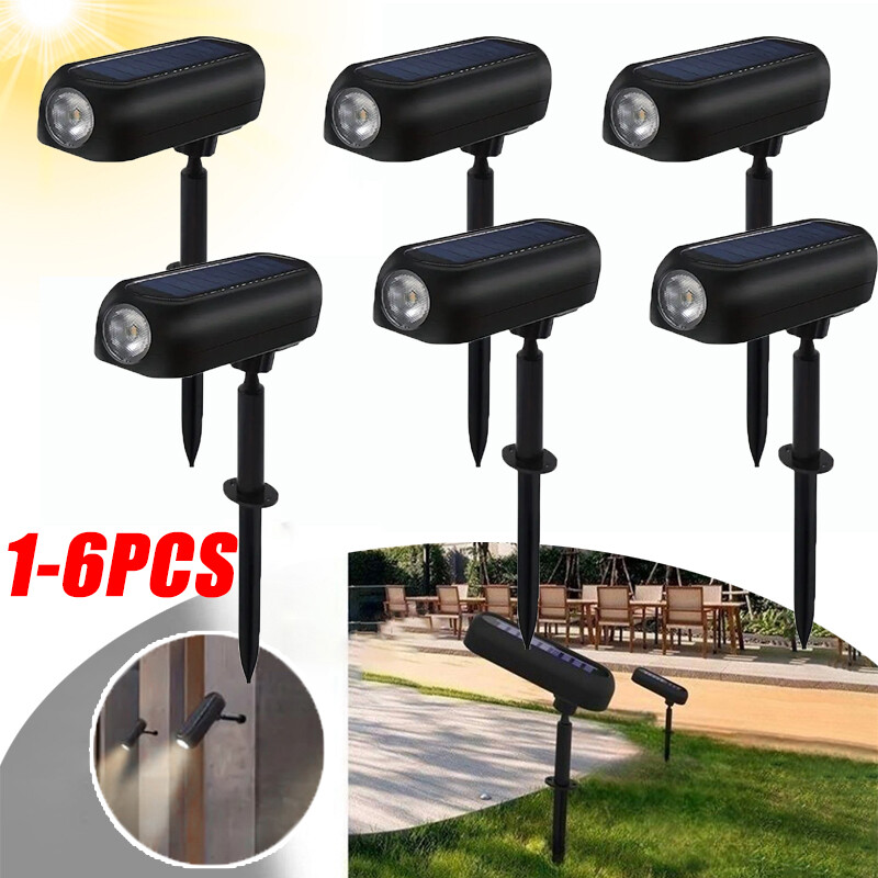 1-6Pcs Bright Solar Powered Spotlight Waterproof Outdoor Garden Yard Spot Light