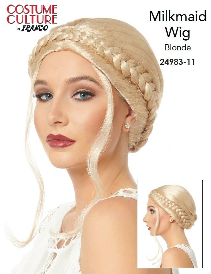 Milkmaid Braided Blonde Adult Costume Wig