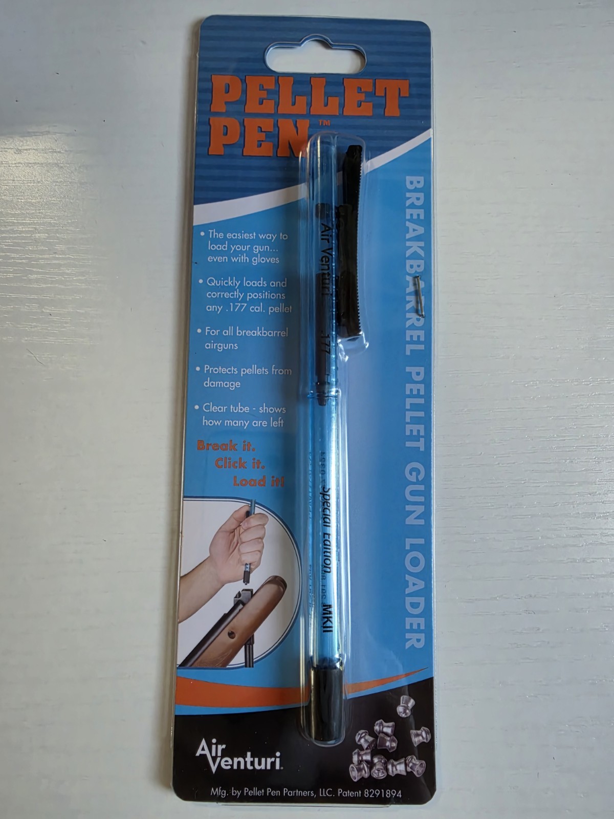 AIR VENTURI Airgun Pellet Pen Loader - Holds .177 Caliber Pellets (20 Capacity)