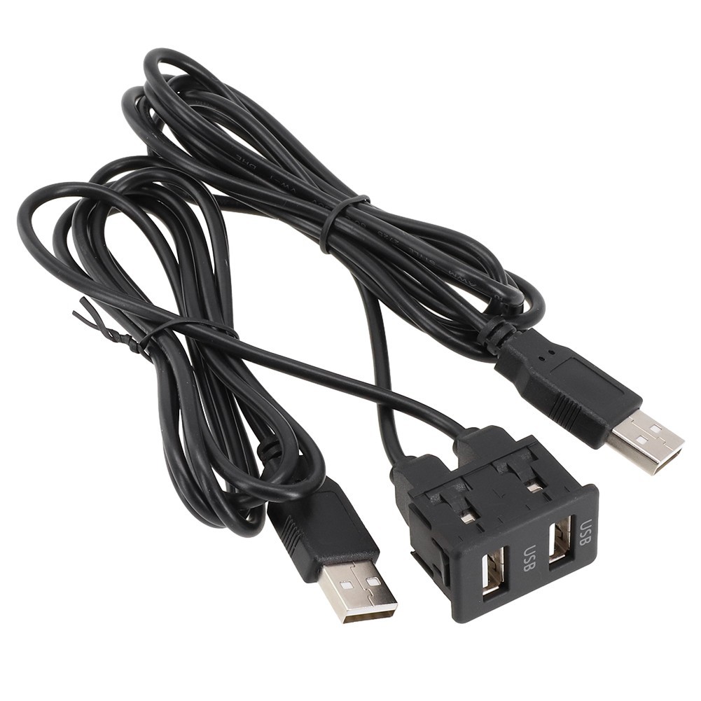 150CM Car Dash Flush Mount AUX USB Port Panel Dual USB Extension Adapter Cable
