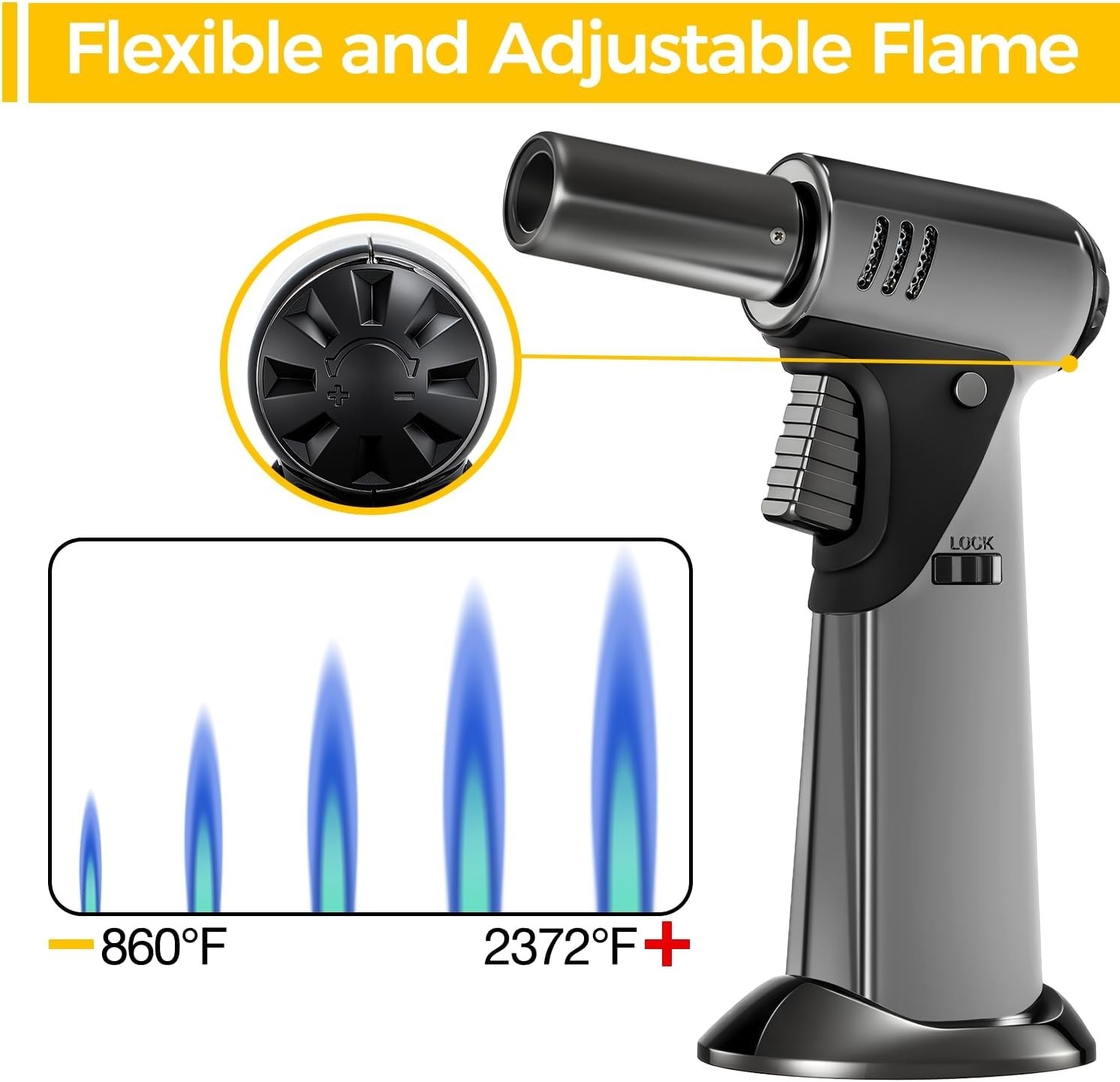 Butane Torch, Butane Refillable Kitchen Cooking Torch, Torch Lighter with Safety
